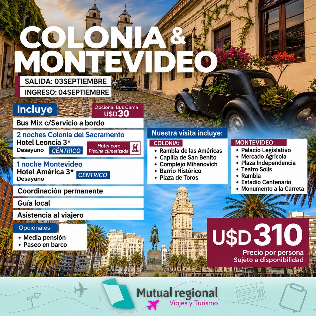 Paquete Colonia y Montevideo